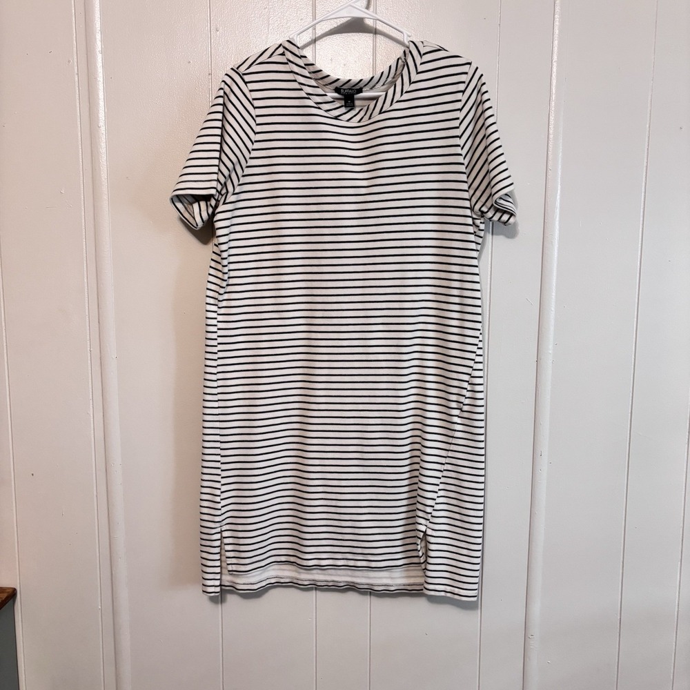 Buffalo David Bitton Striped T-Shirt Dress‎ Short Sleeve Size Med